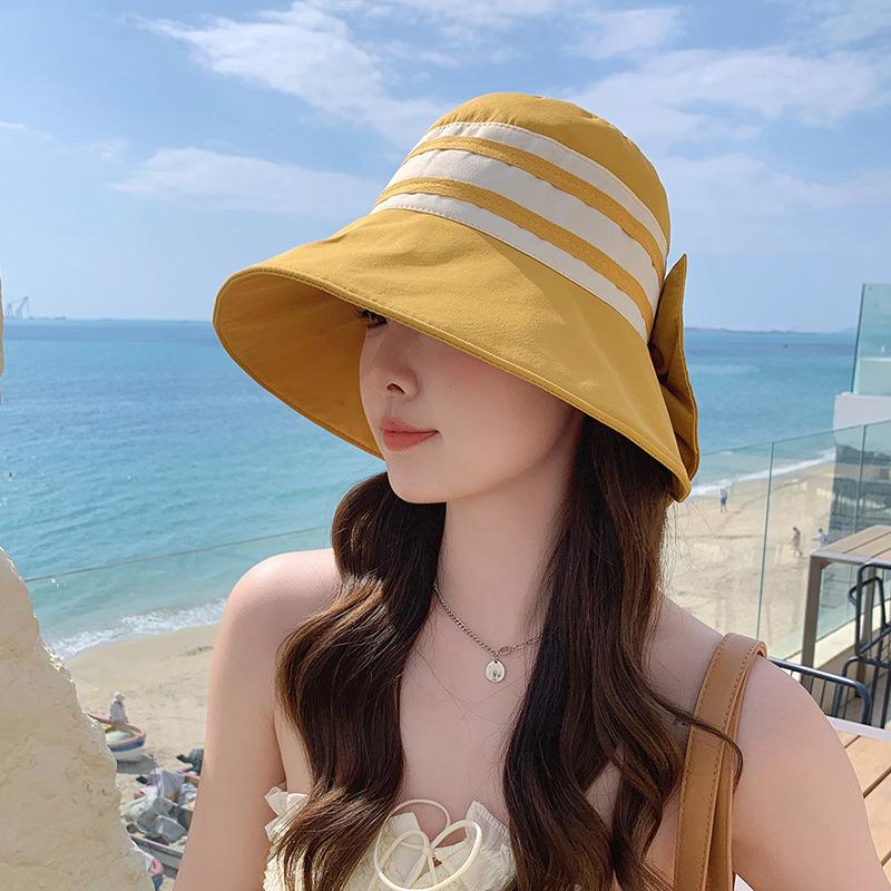 8502 summer sun hat children fashion bow bucket hat outdoor play face cover sun hat