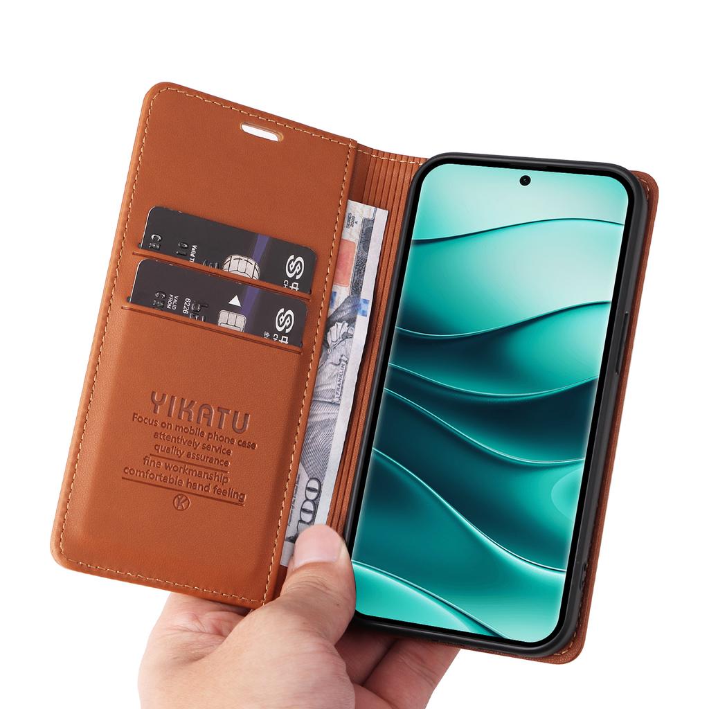 YIKATU YK-001 For Xiaomi Redmi Note 14 Pro+ 5G/Note 14 Pro 5G/Poco X7 5G Case Stand Leather Phone Cover Strong Magnetic Closure