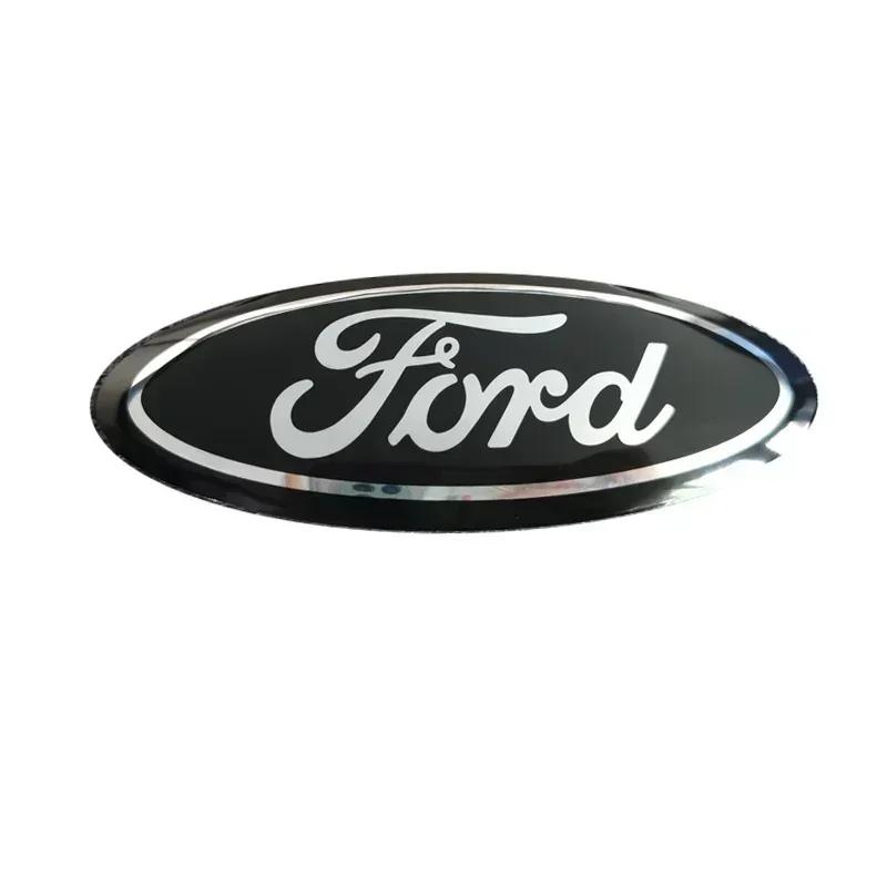 12.5X5CM Car Front Grille Hood Trunk Logo Sticker For Ford Ranger Kuga Edge Focus Mk3 Fiesta Mk7 Mondeo Mk4 S-MAX F150 Transit