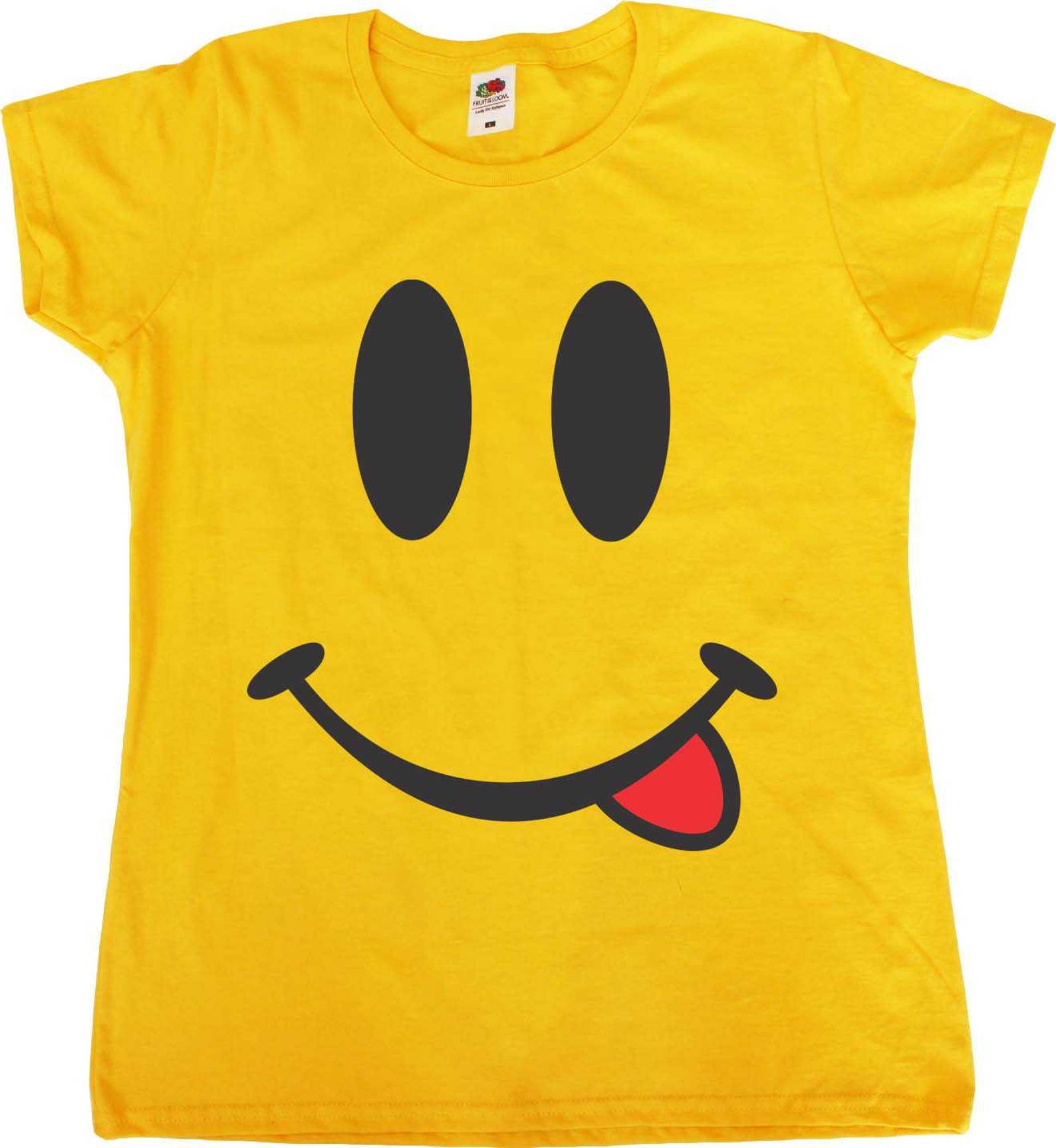 Smiley Face Funny Female Fit Womens Yellow T-Shirt S