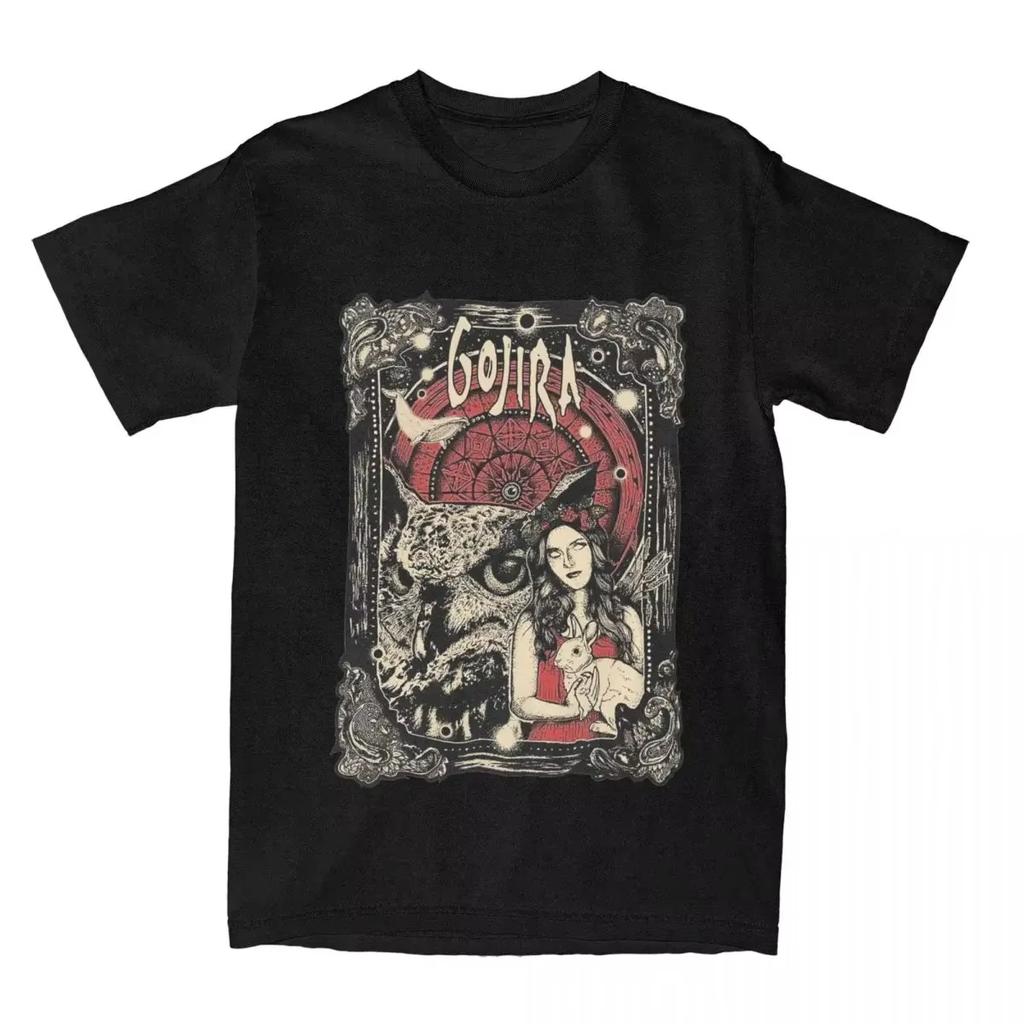 Men's Gojiras Rock Metal Band Printed T-shirt Loose Comfortable Clothing Vintage Short Sleeve Crew Neck Men's T-shirt
