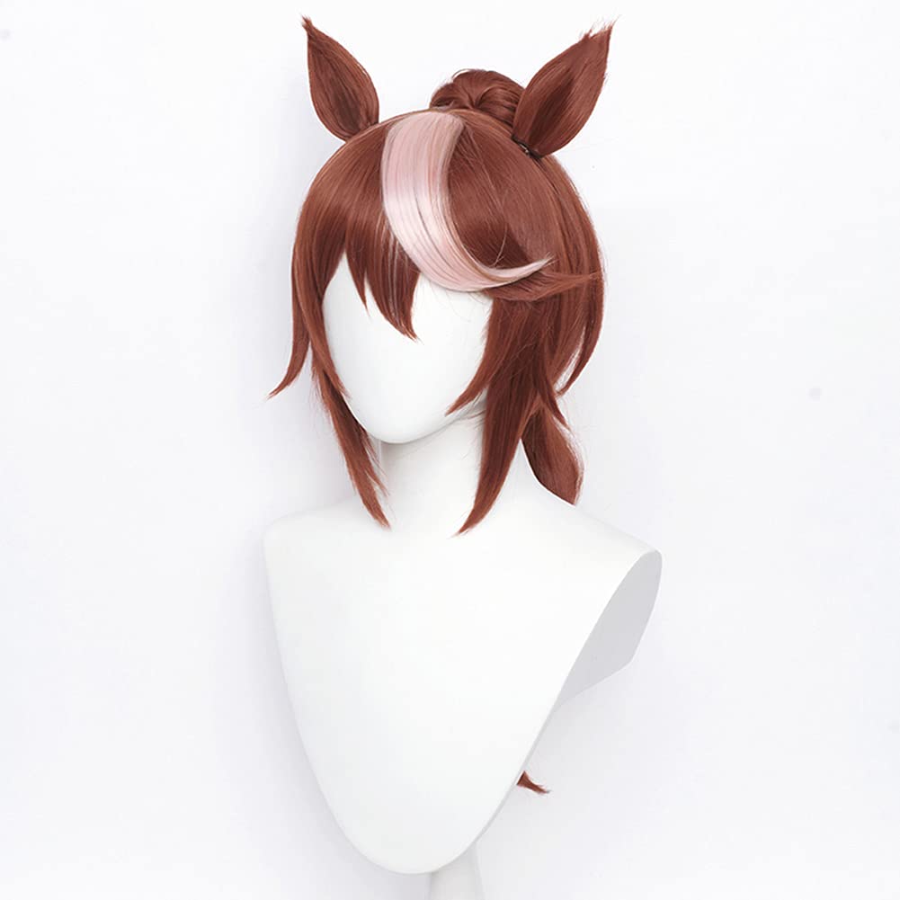 NoryNick Tokai Teio Cosplay Wig with Wig Ears and Tail Net,