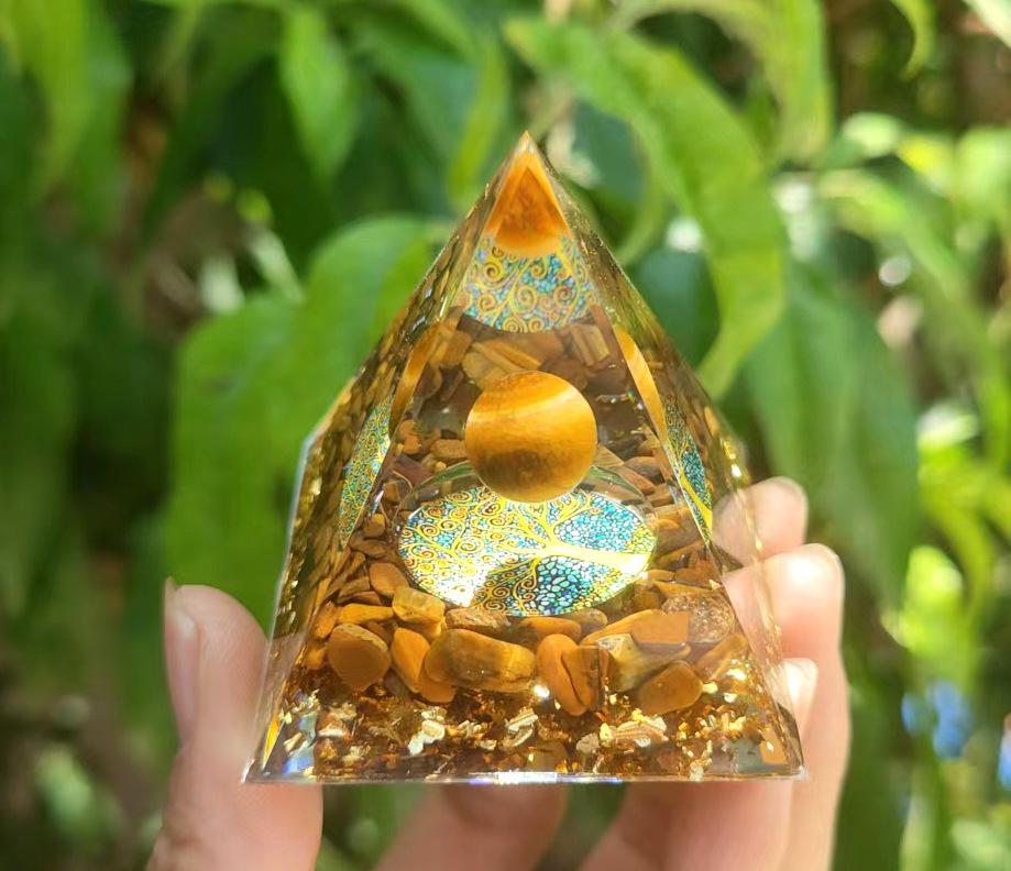 Energy Pyramid Reiki Natural Amethyst Ball Healing Crystals Chakra Tool Ornaments Resin Stones Craft Kids Gift Pyramid
