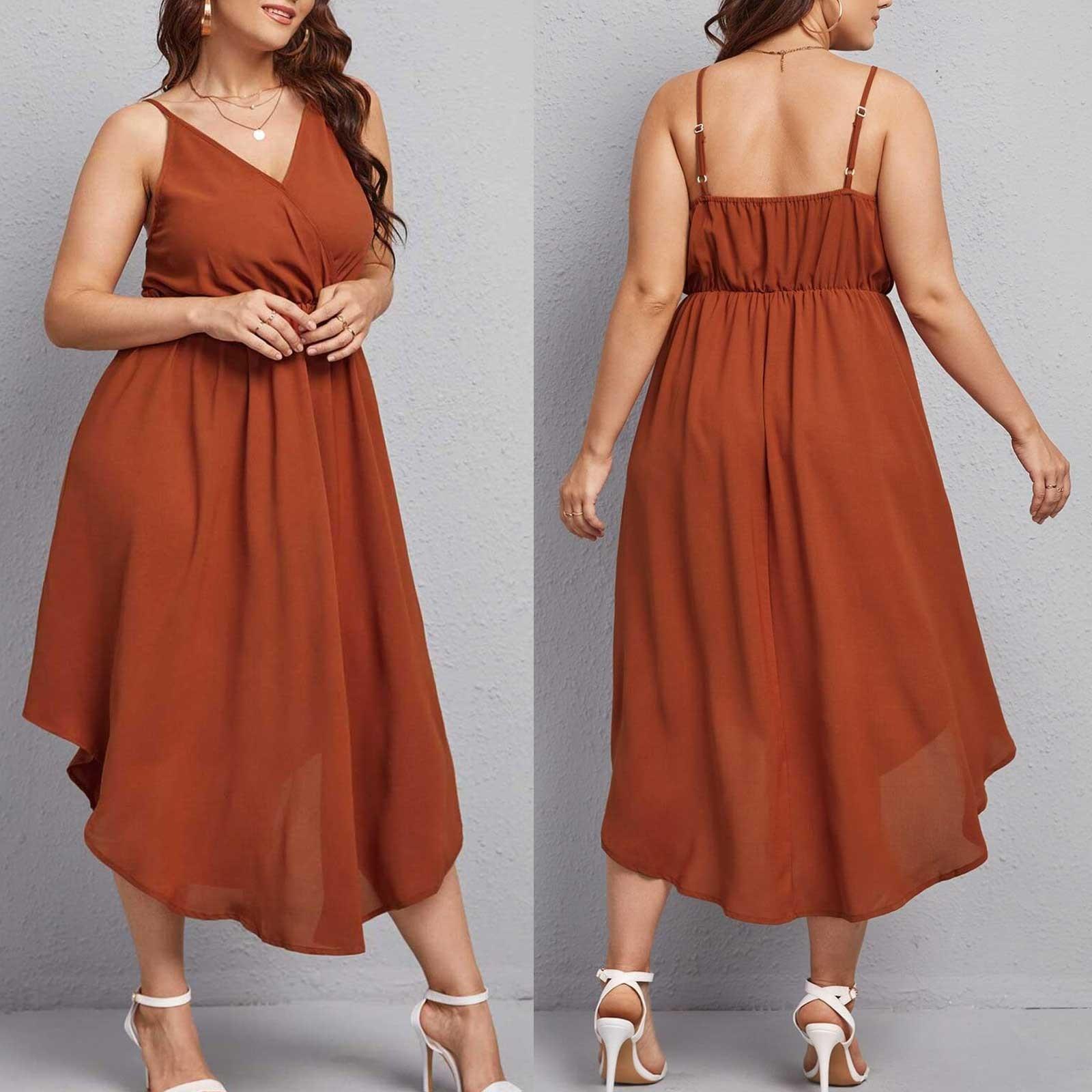 

(проектор)Женщины Плюс Размер Шифон Камзол Без Рукавов Мода V-образным Вырезом До Колена Платье