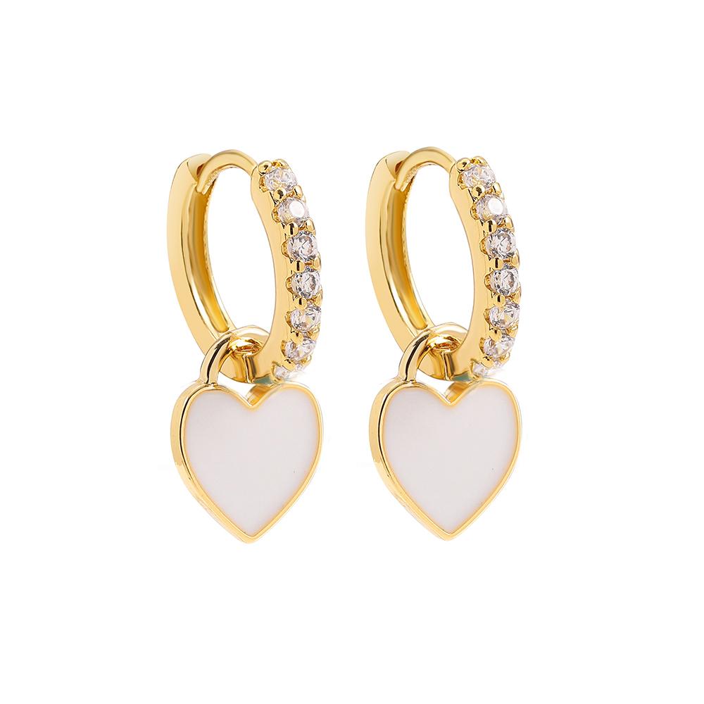New Fashion Circle Ear Huggie Small Hoop Earrings for Women Cute Candy Color Enamel Round Heart Earrings Party Zircon