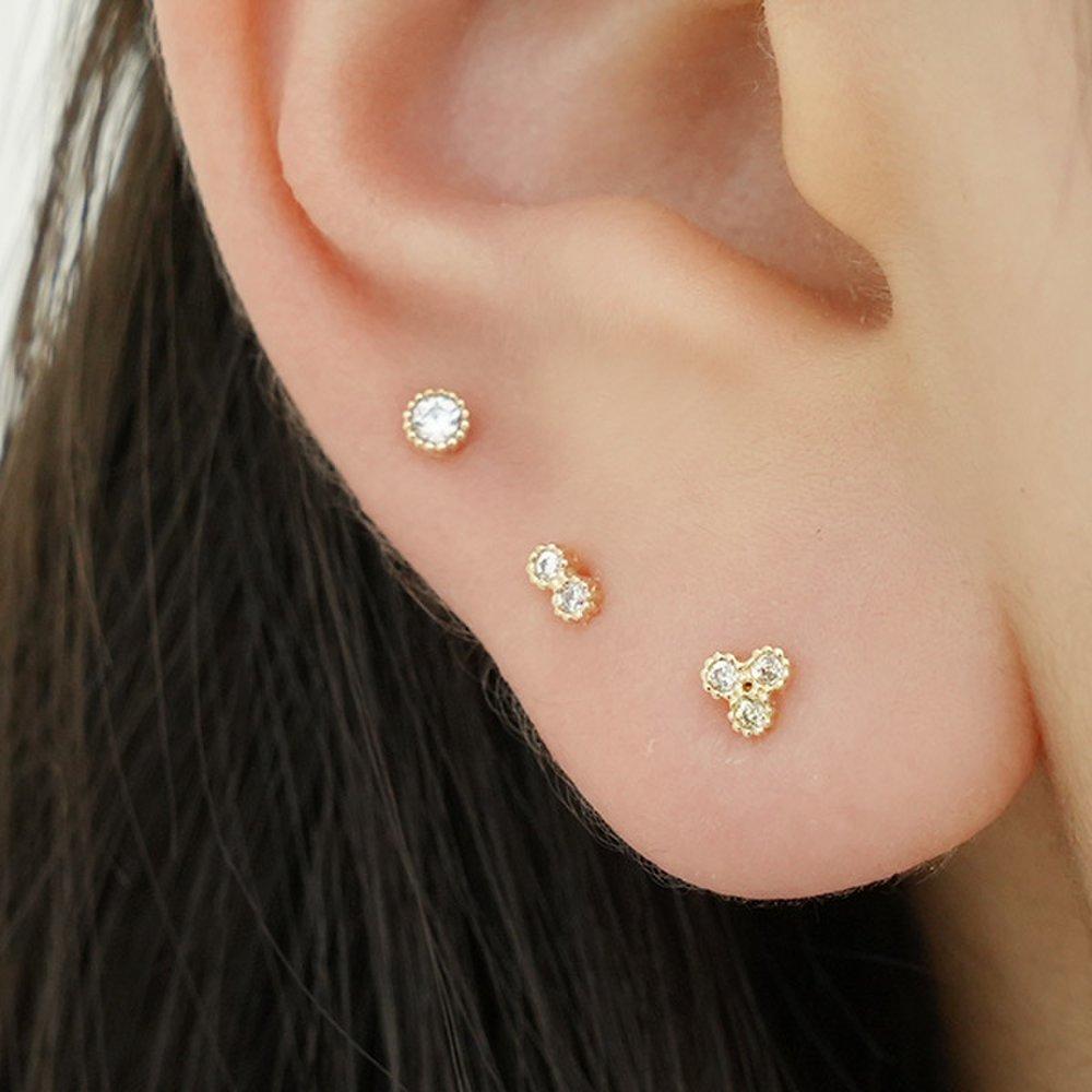 [10K 14K Gold] Two-bowling Piercing (23Arp001)_14K