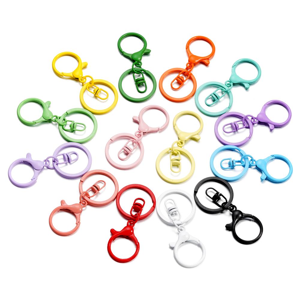 5 Stück/Los 30mm Schlüsselring Lang 70mm Beliebt Bunt Metall Hummerverschluss Schlüsselhaken Kette Schmuckherstellung für Schlüsselanhänger Zubehör