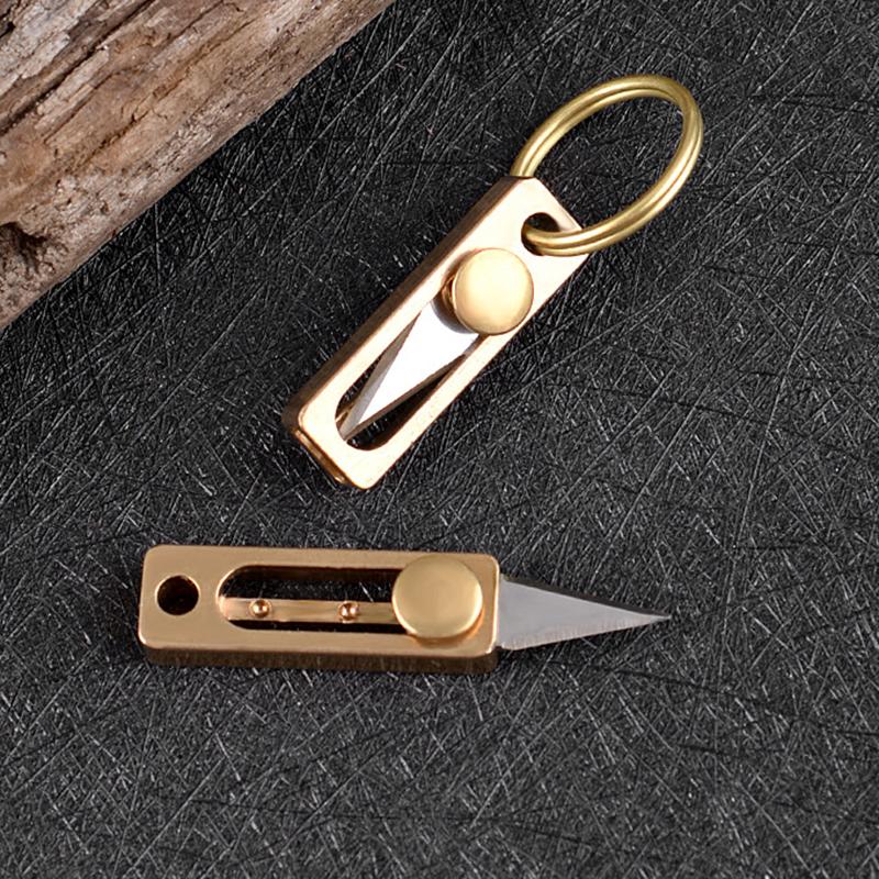 Mini G11 Stainless SteelHatchet Pocket Knife Full Tang Brass Handle Gift