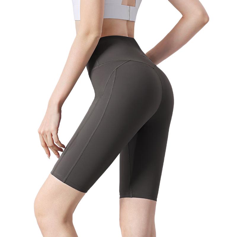 CAMEL Women s Quick-Dry Shaping Yoga & Fitness Knee-Length Shorts XL