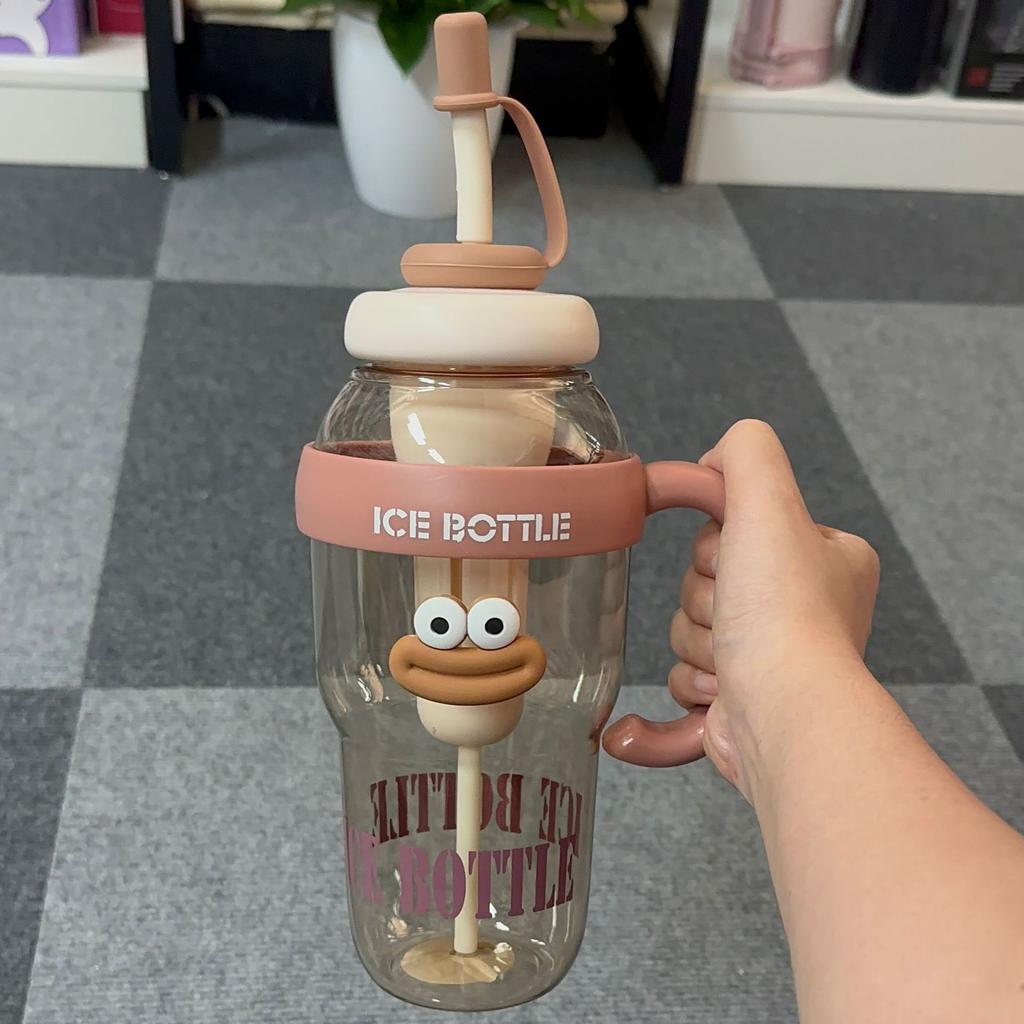1100ML Sports Water Bottle Cute Aesthetic Large Capacity Water Cup for Women Summer Home Outdoor Portable Straw Cup