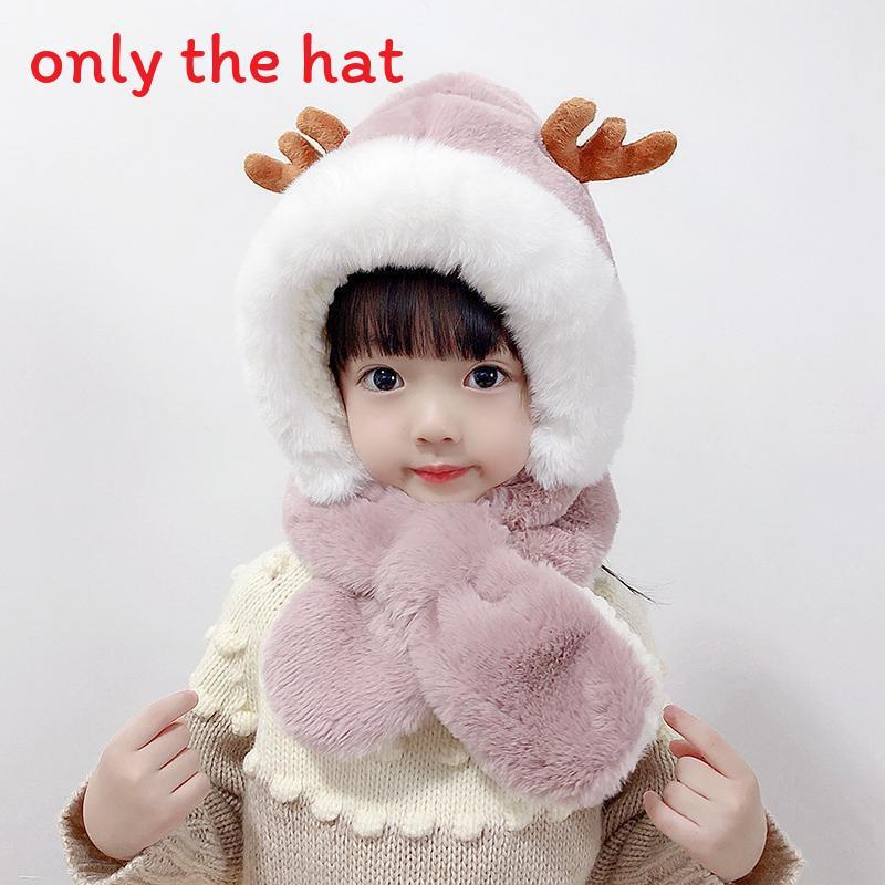Winter Baby Deer Earmuff Hat With Plush Scarf For Girls And Boys DeerPink