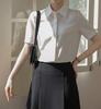 Shirt Blouse Short Sleeve Silky Dress Shirt Summer Loose Fit Large Size No Iron Washable Neat Plain Simple Body Cover Slimming Office Casual Fashion