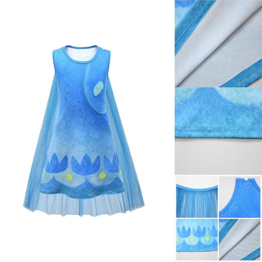Enchanting Kids Girl Trolls2 Poppy Dress-up Cosplay Costume With Comfortable Cape