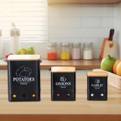 3Pcs Potato Onion Garlic Storage Bins Container Set with Ventilation Holes Portable Sturdy