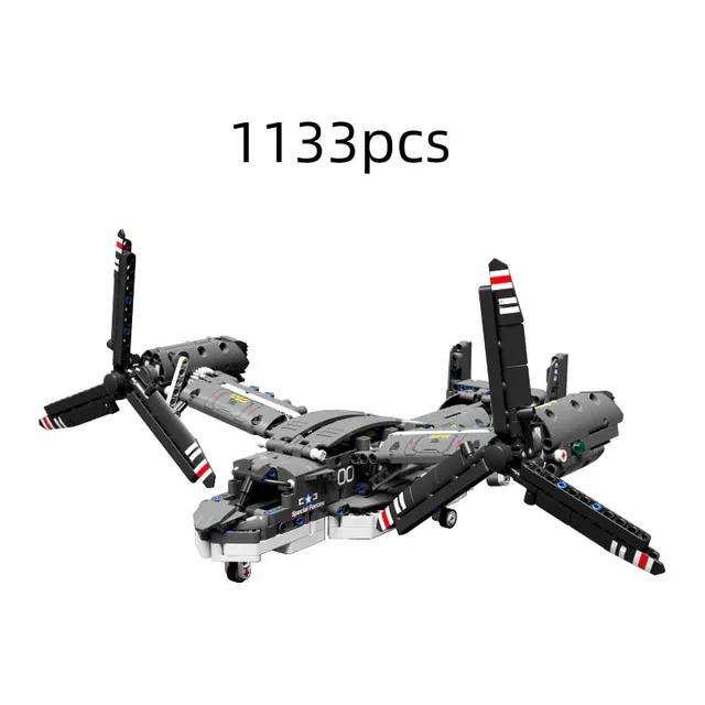 1133Pcs MOC City WW2 Military Electric Osprey Fighter Building Blocks Aircraft Helicopter Airplane Bricks Toys for Children Gift