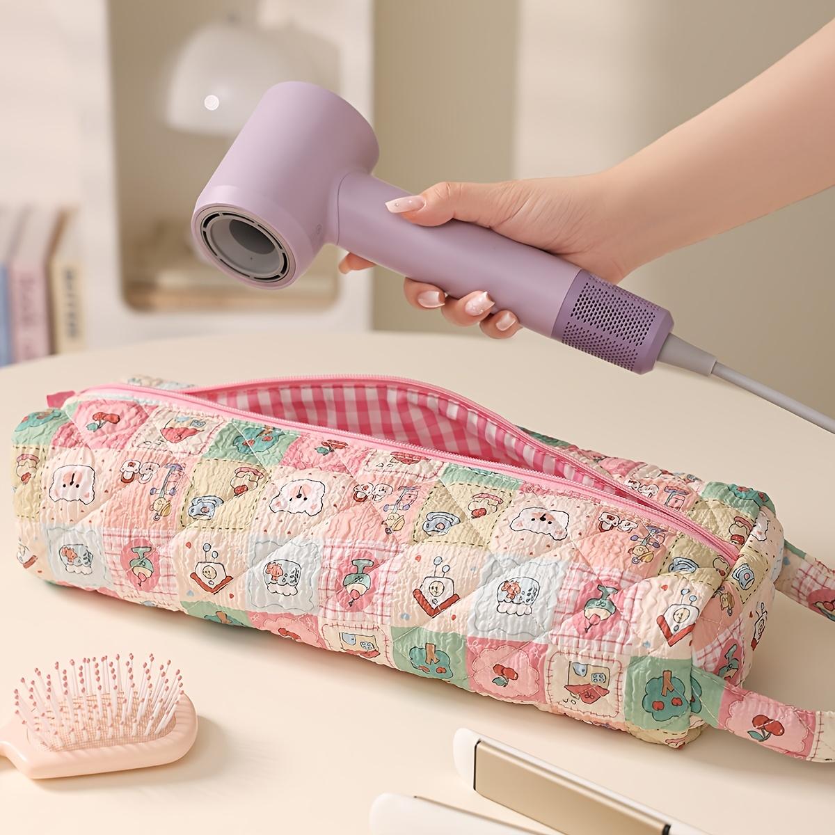

Travel Hair Tool Organizer Bag with Zipper & Bow, Dustproof Pouch for Dryer, Curling Iron, Home & Salon, Durable & Stylish.
