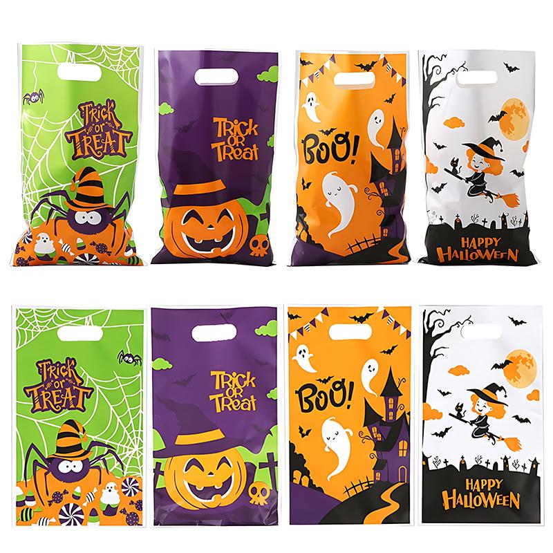 20-100PCS Candy Bags Mixed Halloween Themed Style Colorful Pumpkin Ghost Bat Halloween Party Gift Package Bag Festival Favor ZYF