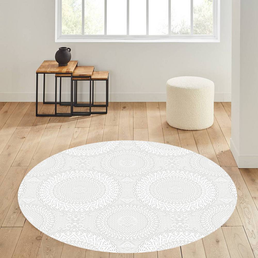 

Rovigo Home Моющийся круглый ковер с принтом RHM7331-HS186 100x100 белый