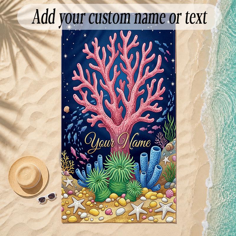 Zeemeermin Thema Zachte Strandhanddoek Gepersonaliseerd Aangepaste Naam Tekst Handdoek Draagbaar voor Strand Zwembad Reizen