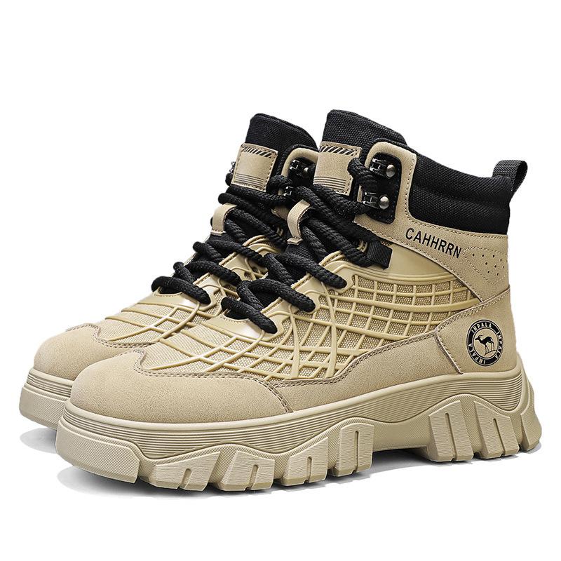 High-top men's shoes autumn trend leisure sports heightening rhubarb Martin boots men's 2024 new locomotive tooling boots