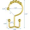 Shower Curtain Hooks Rings, Double Sided Shower Curtain Hooks Rust Proof for Bathroom Shower Rods Curta, Set of 12 Shower Hooks - Gold