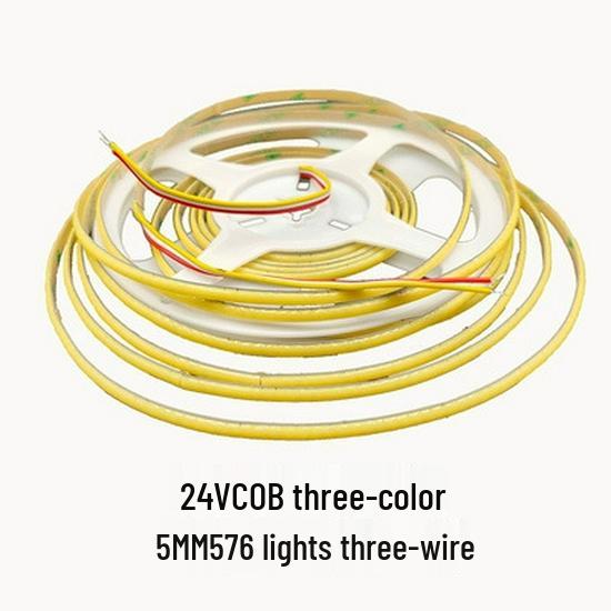 COB Self-Adhesive LED Light Strip: Flexible 5V/12V/24V, Low Voltage, Three-Color for Home, Ceiling, Cabinet, and Mall Decor