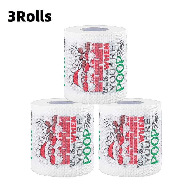 1/3 Stück Weihnachten Toilettenpapier Santa Festliche Tissue Rolle für Feiertagsfeiern Party Zuhause Abendessen Badezimmer Deko Papierhandtücher