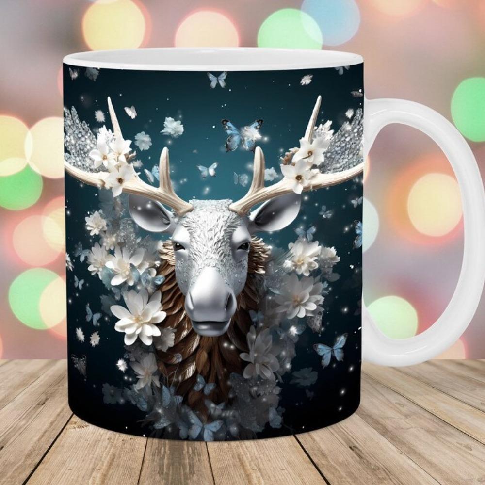 Moose Elk Ceramic Coffee Mark Cup Tea Cup New Year Christmas