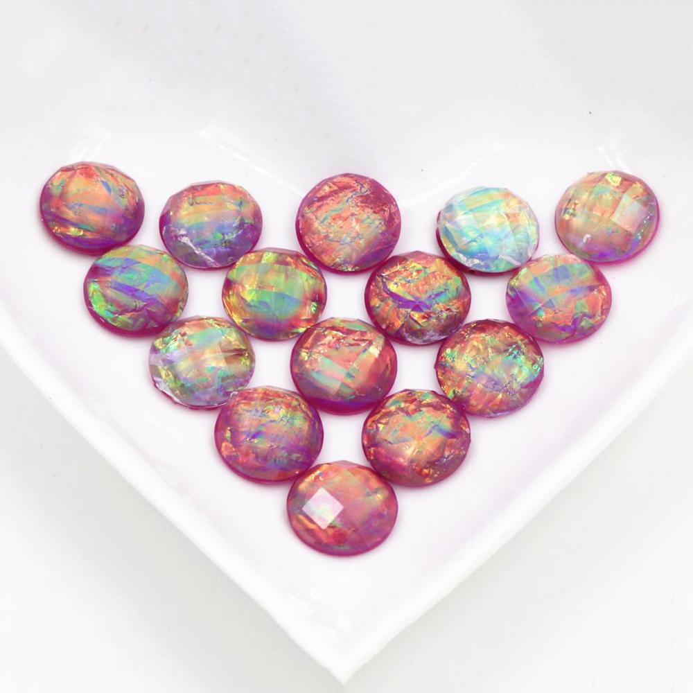 New Fashion 40pcs 12mm Blue Color Tangent plane Built-in metal foil Flat back Resin Cabochons Cameo DIY Jewelry Findings Dome