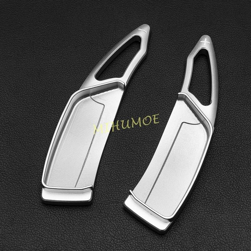 For 2017- Peugeot 508 2008 3008 5008 GT Aluminum Interior Steering Wheel Paddle Shifter Extension Gear Shift Trims Silver