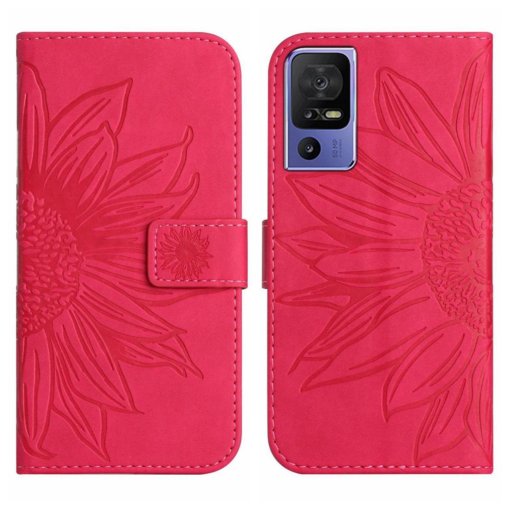For Infinix Hot 12 Mobile Phone Leather Case TCL 40SE Frosted Sunflower Card Holder Protective Case
