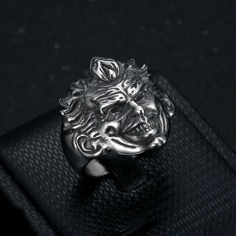 New Punk Ring Retro Clown Head Three-dimensional Engraving Men's Ring