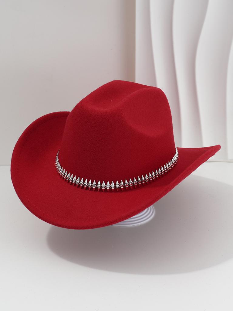 New trendy cool top hat fedora hat accessories personalized fish bone three-dimensional rivets rhinestone belt party hat