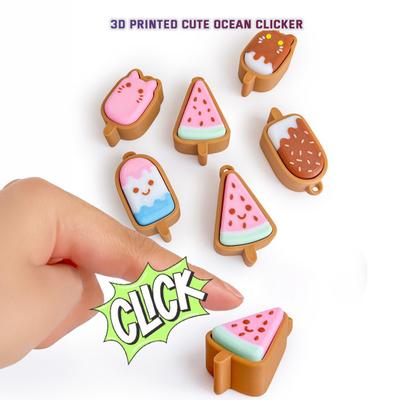 3D Printed Ice Cream Clicker Keychain Decompression Button Keyring Fidget Toy Home Office Worker Anxiety Stress Relief Desk Toy