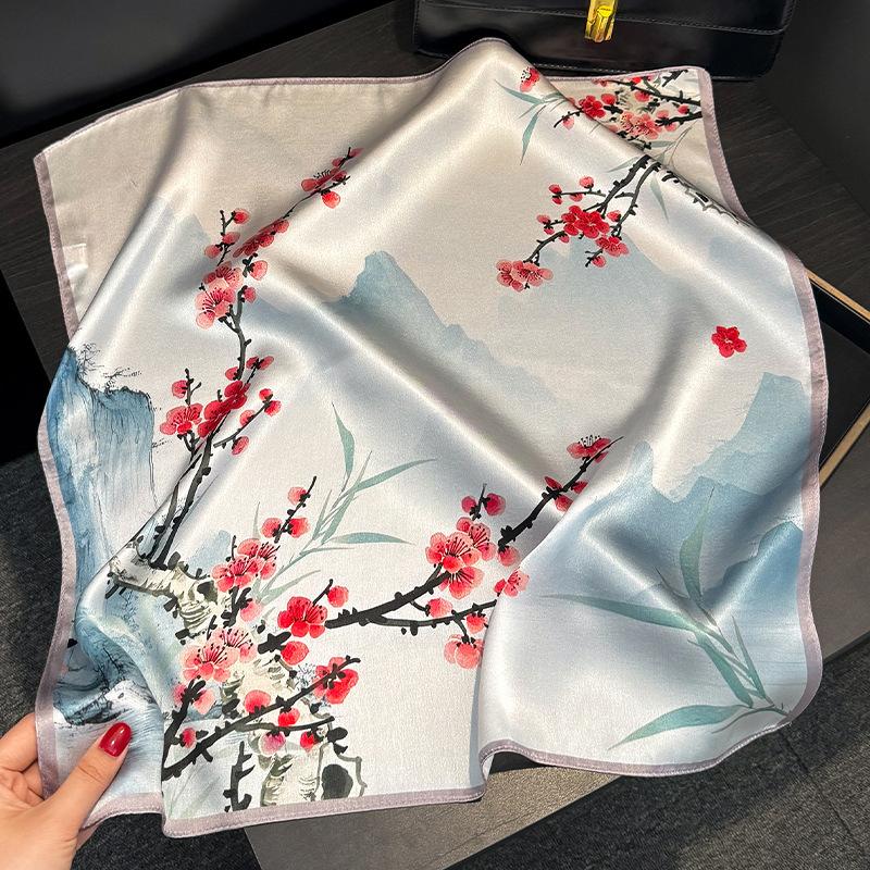 100% Natural Silk Scarf Women Luxury High Quality Headband Square Foulard Female Neckerchief Shawl Wraps Hijab Bandana Scarves