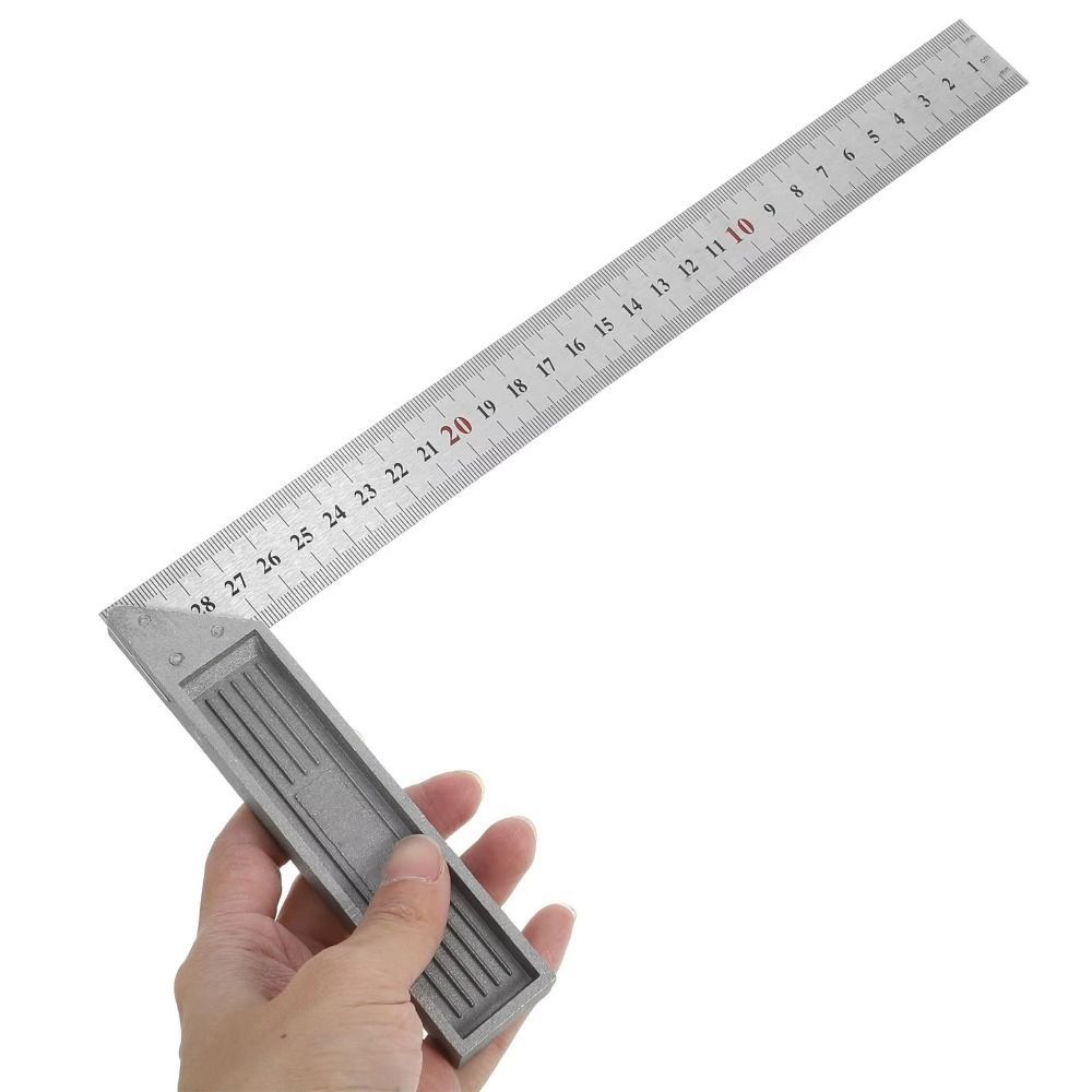 90 Degree Right Angle Steel Ruler Aluminum Handle L-Shaped Ruler Right Angle Turning Ruler  Gadget