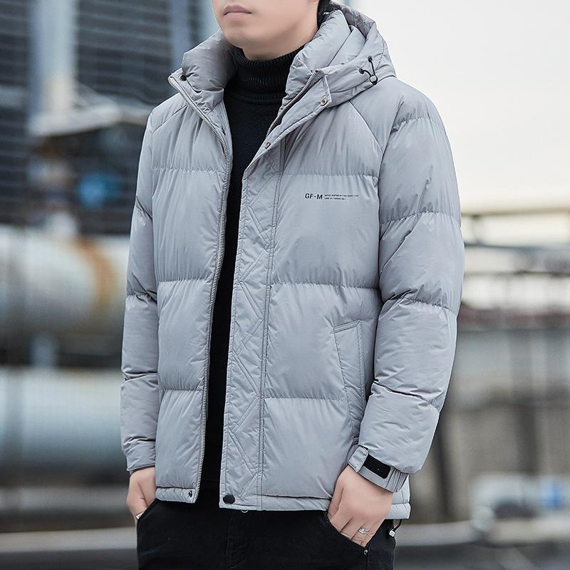 

Повседневная мужская хлопковая куртка с капюшоном, ветрозащитная, зимняя, для ежедневной носки M светло-серый