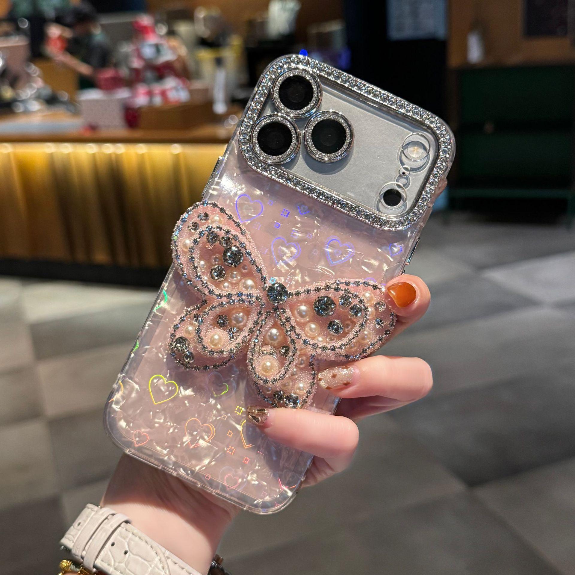 

Porous Shell Pattern Pearl Butterfly Case for iPhone 17 Pro Max, 16, & 12 - Cute & Simple Design iPhone 13 Pro Max