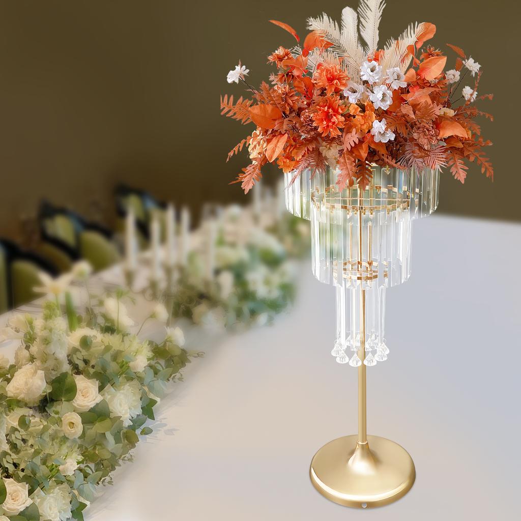 4-Tier Crystal Flower Stand, Modern Tiered Display Rack-24cm Base & Rounded Edges-Luxury Decorative Stand for Gardens/Balconies