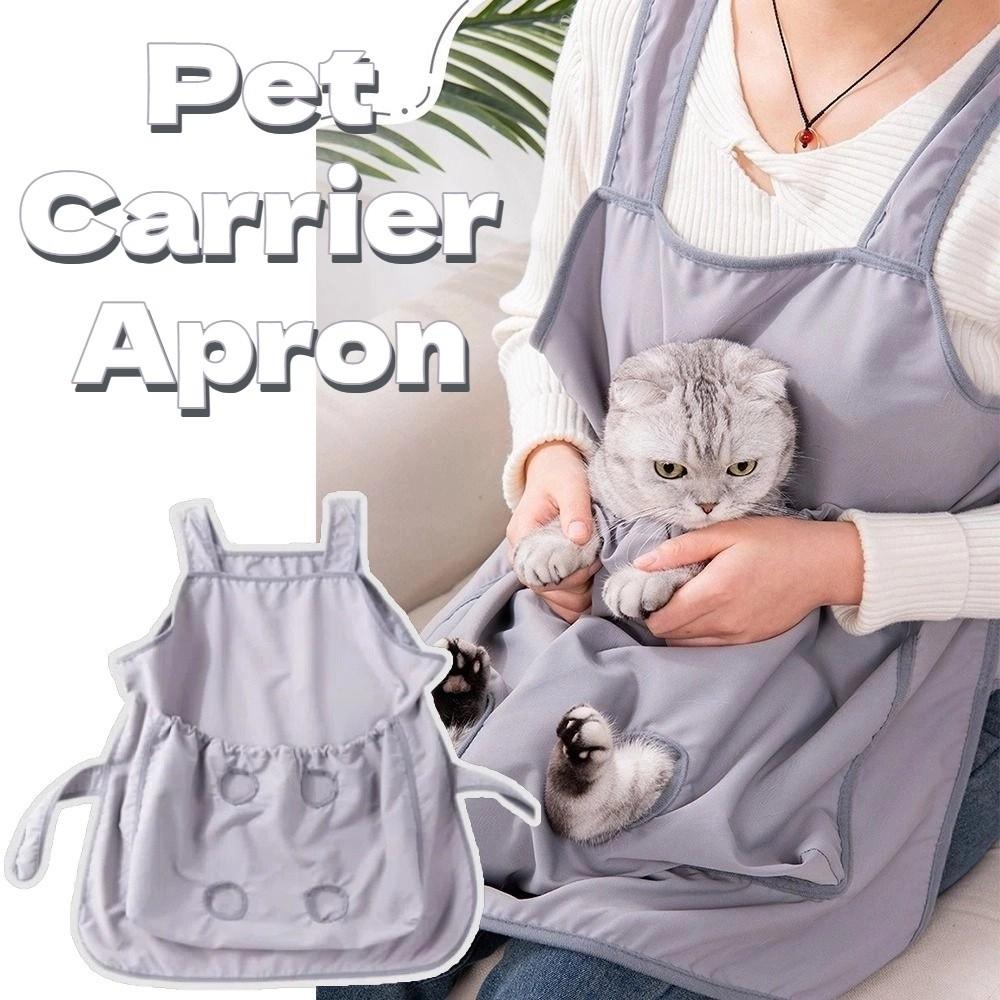 Elastic Pocket Pet Carrier Apron Adjustable Cat Holding Apron Pet Grooming Smock  Nail Trimming