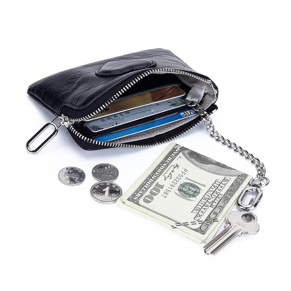 Women's Leather Coin Purse with KeyChain Small Zipper Heart pattern Change Pouch for Women Wallet Hanging Buckle Coin holders