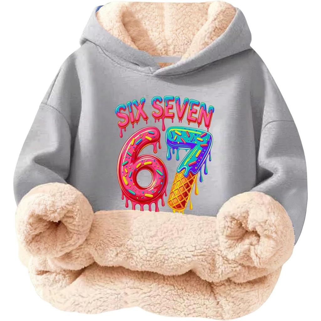 Children's Fashionable Printing Casual Fleece Hooded Loose Fit Hoodie Without Pockets