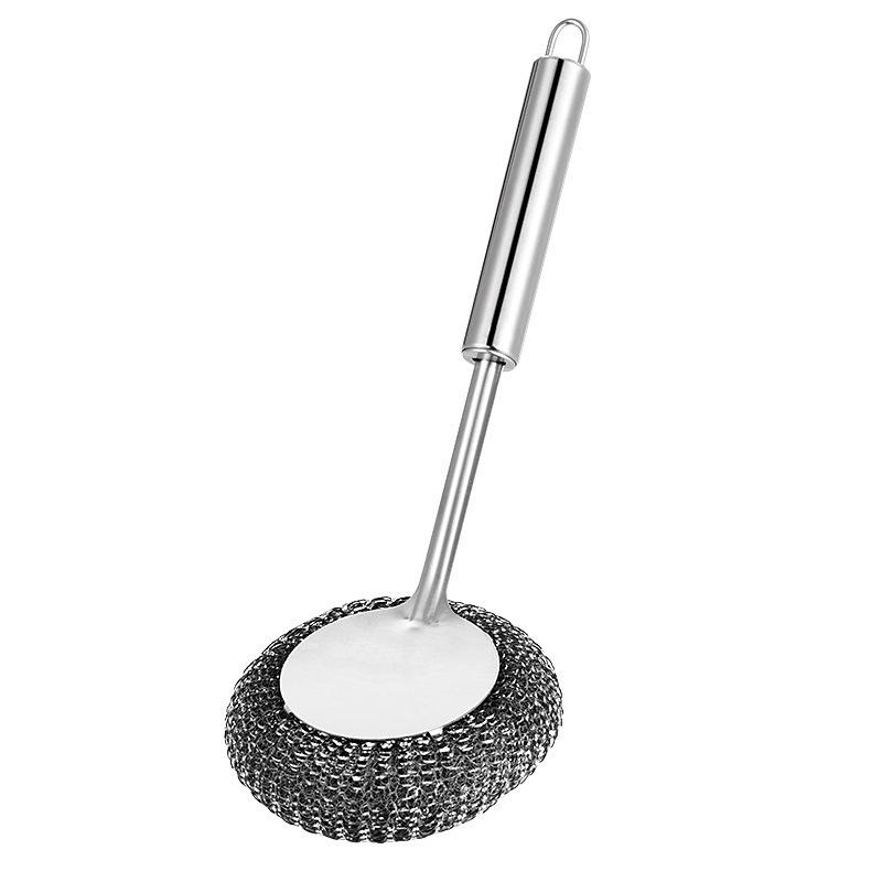 Stainless Steel Wire Pot Brush with Handle for Dishwashing and Cookware Cleaning