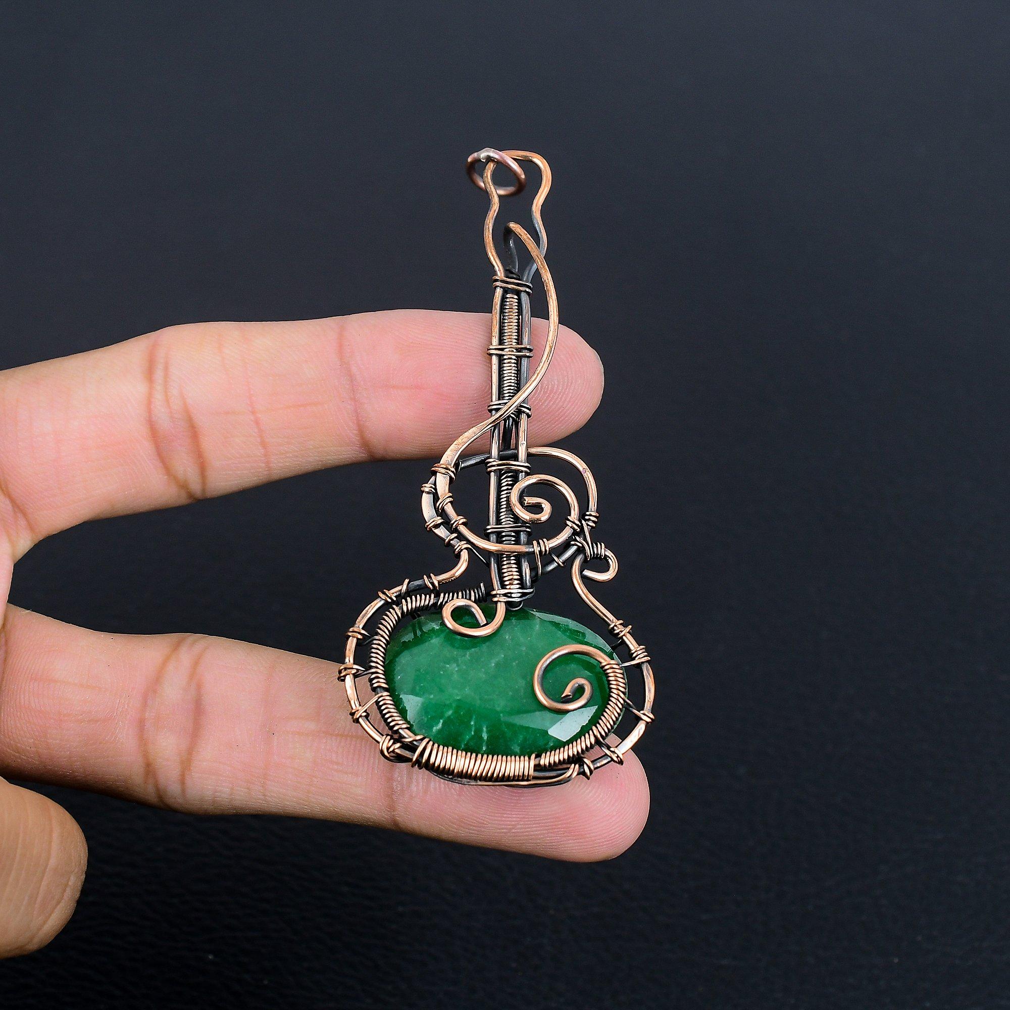 

Изумрудная подвеска, Подвеска из медной проволоки 999 пробы, Ювелирные изделия с драгоценными камнями, Подвеска ручной работы, Потрясающие украшения, Подарок для нее 2.28 Inches