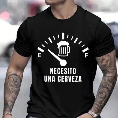 Mens Street Tshirt Necesito Una Cerveza Print Clothes Male Tops Tees Summer T Shirt Oversize Tee Shirt for Men Tshirt Clothing