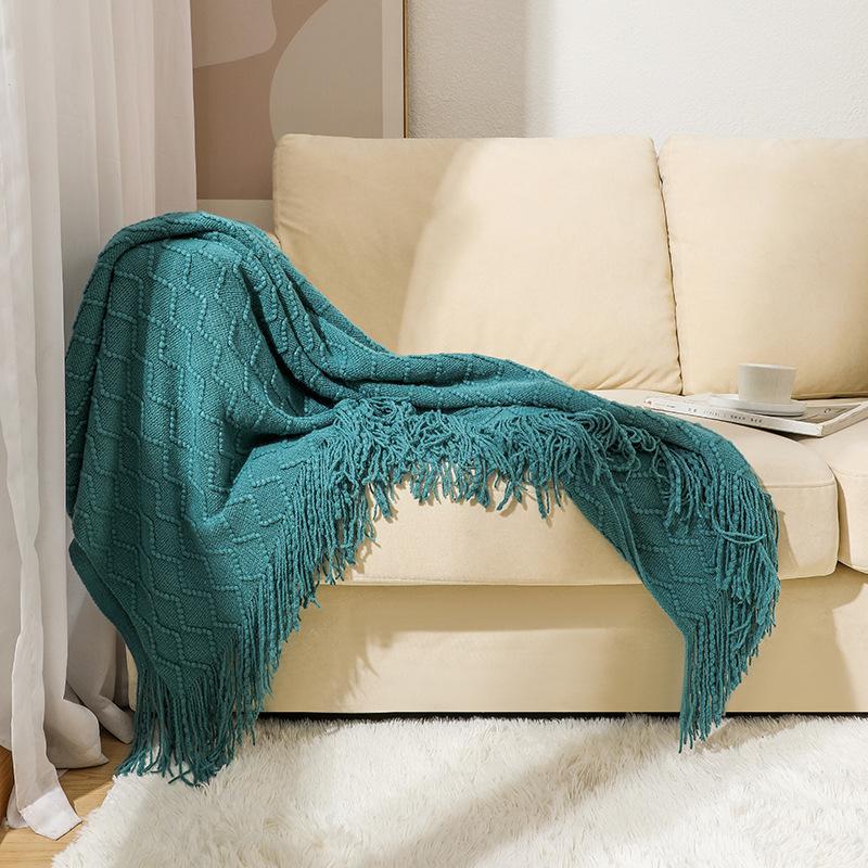 INS Rhombus Thickened Fleece Throw Blanket Knitted Small Sofa Cover Blanket Air Conditioning Bed Nap Blanket Super Soft Hitching Blanket