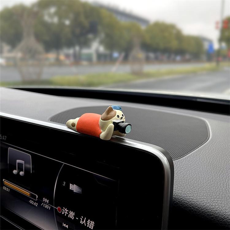 Cute Sunny Cat Coffee Themed Car Desktop Decor Dashboard Display Ornament Center Accessory Decorative Vehicles Fishion Crafts