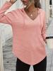 V-neck Loose Hooded Waffle Knit Plus Size Sweatshirt