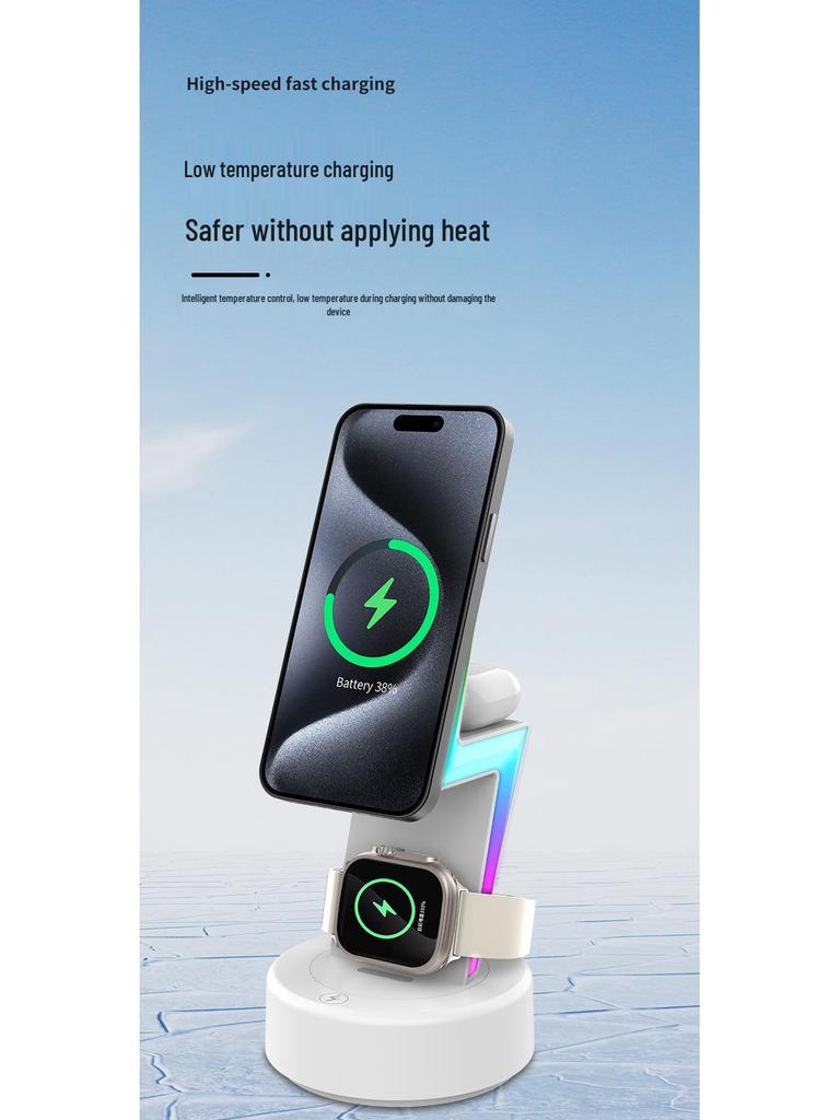 Apple Device Compatible 3-in-1 Wireless Charger for iPhone, Watch & Earbuds