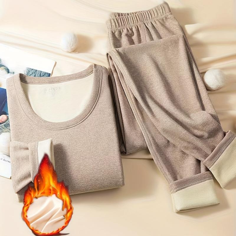 1pc Autumn/Winter Women's Warm Underwear Set with Fleece and Velvet Cardigan